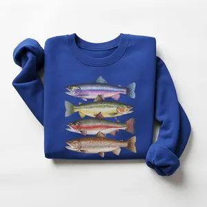 Colorful River Fish Species - Fishing With Daddy - Natural Boho Unisex Sweatshirt Cotton