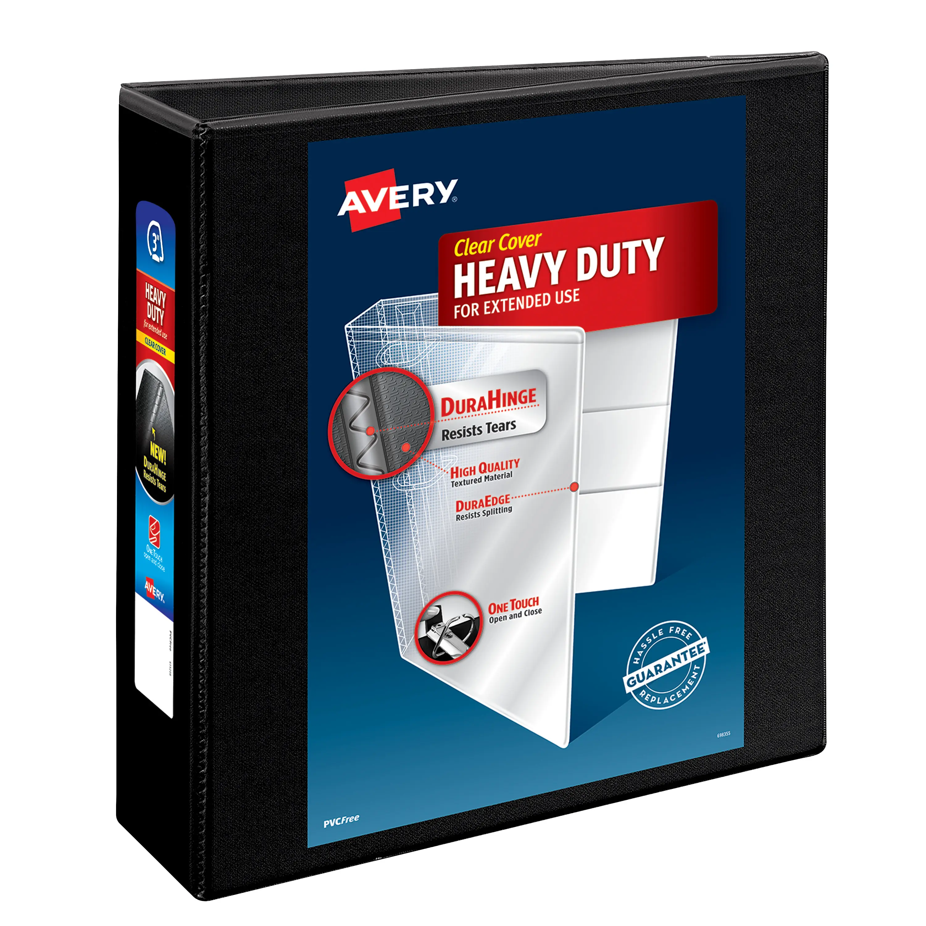 Avery Heavy-Duty View 3 Ring Binder, 3" One Touch Slant Rings, Black
