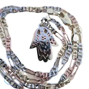 Necklaces Mano de Fatima Tricolor Necklace with Unique Design and Colorful Charm