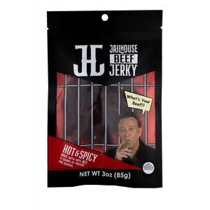 4-Pack Hot & Spicy JailHouse Beef Jerky - All Natural Gluten-Free - No Added Nitrates
