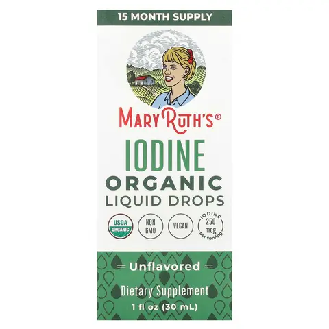 MaryRuth's Organic Iodine Liquid Drops, Unflavored, 250 mcg, 1 fl oz (30 ml)