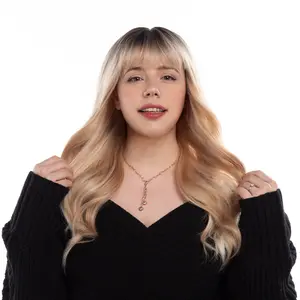 23-Inch Bronzey Blonde Ombré (Dark Roots) Gentle Waves Synthetic Wig | 【Heat Resistant】【Cap Included】 | #33 @9 FSGB