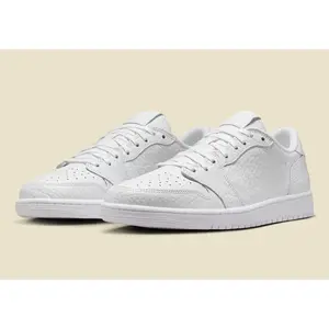 Men's Air Jordan 1 Low "No Swoosh" Triple White Swooshless  872782-100 Fashion Athletic Sneaker