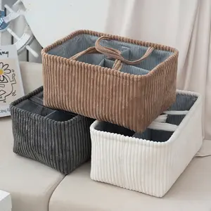 Handmade Fabric Storage Basket, Desktop Woven Organizer Box, Snack Fruit Display Bin, Portable Handwoven Storage Container, Organizing