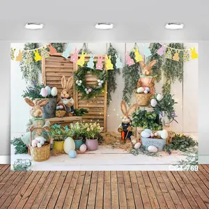 Easter Themed Backdrop, 1 Set Colorful Eggs Garden Decoration, Party Garden Decoration, Newborn Photography Studio Props, Banners