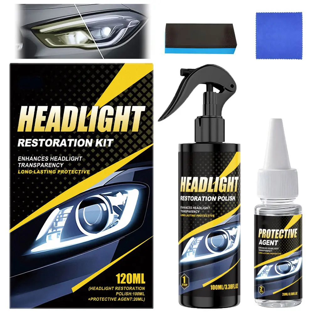 Advanced Automotive Headlight Restoration Kit, Car Headlight Cleaner with Long-Lasting UV Shield, Erases Yellowing & Oxidation, Restores Clarity & Maximum Gloss, Essential Car Washing & Maintenance Accessory