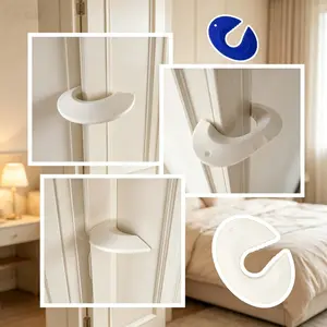 Creamy Style No-Drill Door Stopper, Child Safety Anti-Jamming Door Holder, High Aesthetic Invisible Door Blocker, Silicone Door Wedge, Slide Stopper