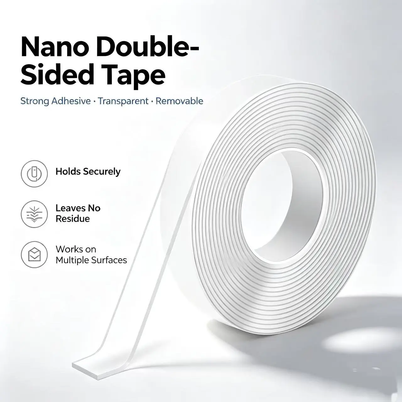 Heavy-Duty Clear Nano Double-Sided Mounting Tape, 10FT Removable Wall Tape for Hanging Pictures & Posters, Includes Sellotape & Super Shoe Glue Set