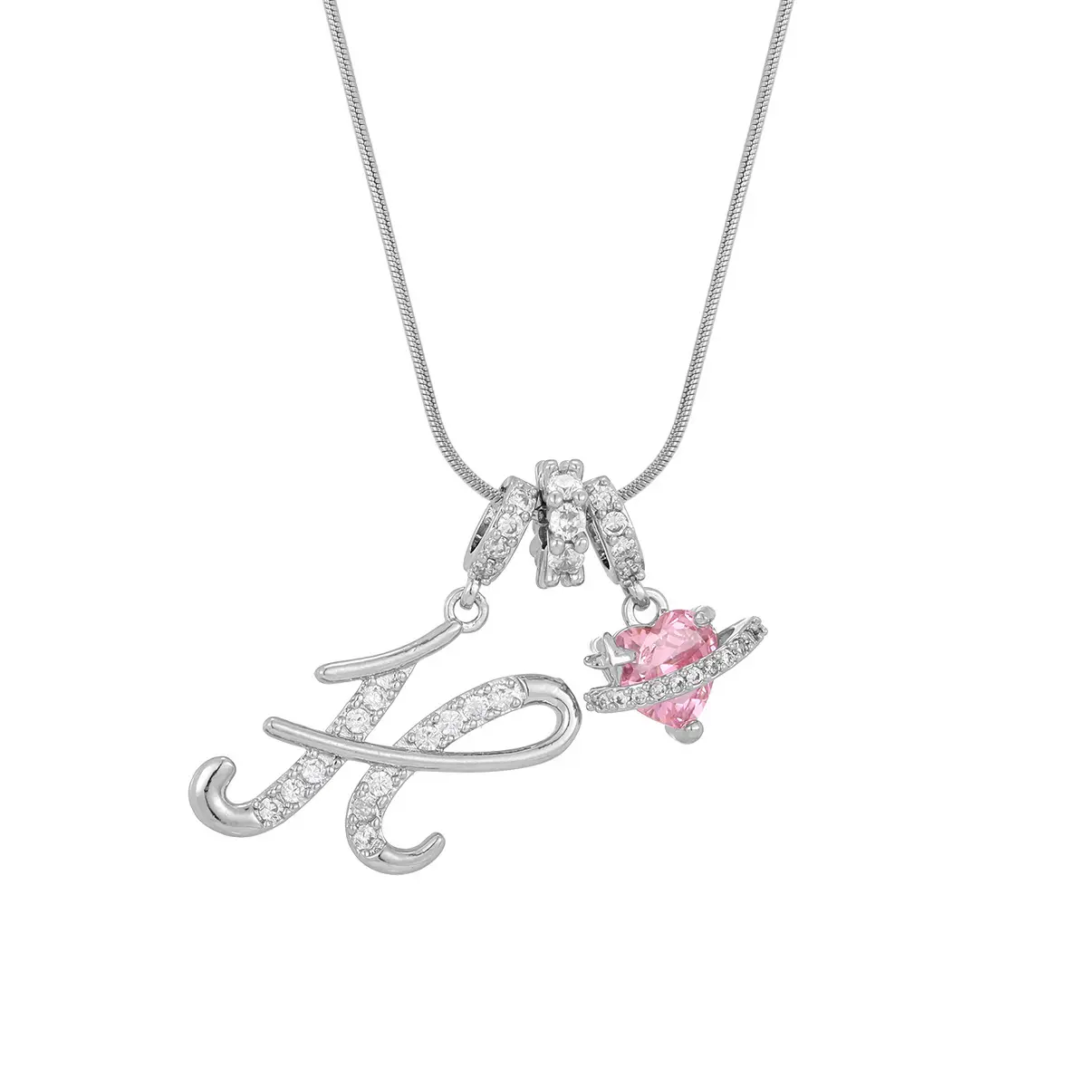 Silver H (Pendant -Snake Bone Chain)