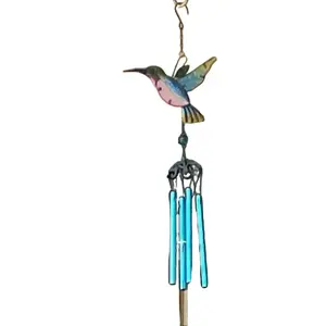 Colorful Metal Wind Chimes Hanging Decor for Outside, Kitchen and Window Ornaments Gift 12010957 879510074128 Hummingbird Design 6" x 30 1/2"