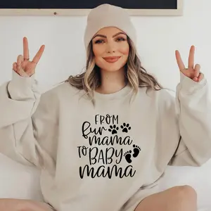 From Fur Mama To Baby Mama Sweatshirt Pregnant Sweatshirt Gift for Expecting Mom New Mom Sweater Pregnancy Reveal Shirt Baby Announcement