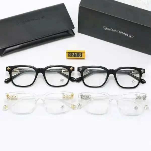 High-End Chrome Hearts Square Eyeglass Frames for Men & Women, Luxury Black Gold Cross Detail Optical Glasses, Premium Designer Style Unisex Frames with Leather Case