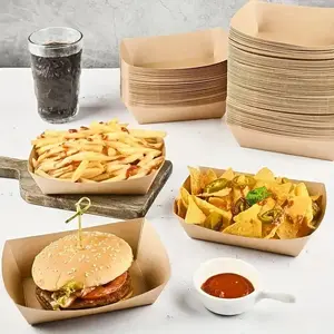 20 Pcs Paper Food Trays Disposable Serving Plates for Parties, Bbqs, Holidays, Cheese, Corn Chips, Hot Dogs, Fries