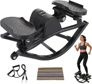 Rocking Steppers for Exercise at Home, 3D Motion Stair Stepper with Resistance Bands for Full Body Workout & Low-Impact Balance Board, Multi-Functional Mini Stepper, Non-Slip Pedal Exercise Equipment for Indoor Outdoo