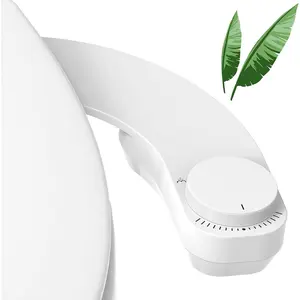 Bidet Attachment for Toilet - Left Hand Bidet Ultra-Slimt Non-Electric,Adjustable Water ,Retractable Dual Nozzles for Frontal & Rear Wash - White Knob
