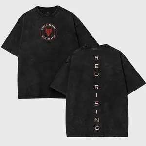 Unisex Vintage "Hail Libertas! Hail Reaper!" Red Rising Book Graphic Oversized Menswear Tshirt - Seamless Washed Heavy Cotton, Classic Round Neck, Streetwear, Soft Booktok Gift Top, Graphic T Shirts F7C