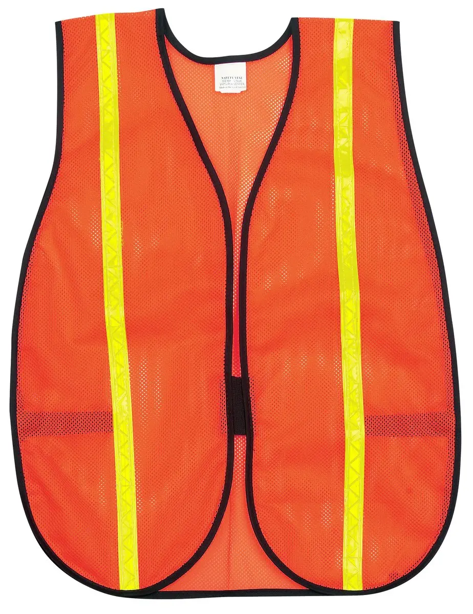 MCR Safety V211R General Purpose High Visibility Vest, PPE Equipment, Safety Gear, Polyester Mesh, 3/4" Lime Reflective Strips