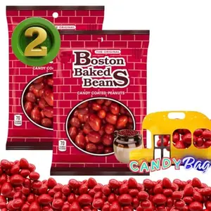 (PACK OF 2) Boston Baked Beans Coated Peanuts Candy - Total 8.4 Oz (Packaging May Vary) - Comes With One Bus Resealable ZipBag