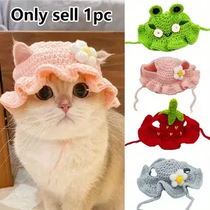 Cute Elastic Pet Hat for Puppies and Kittens, Knitted Party Photo Prop, Adorable Cat Accessory, Perfect for Young Dogs and Cats, Costume