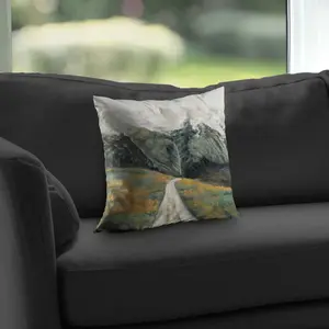 Begin Home Decor C1PC14142X19F7 14 x 14 in. Mountainous Landscape - Contemporary Mountains Poly Twill Throw