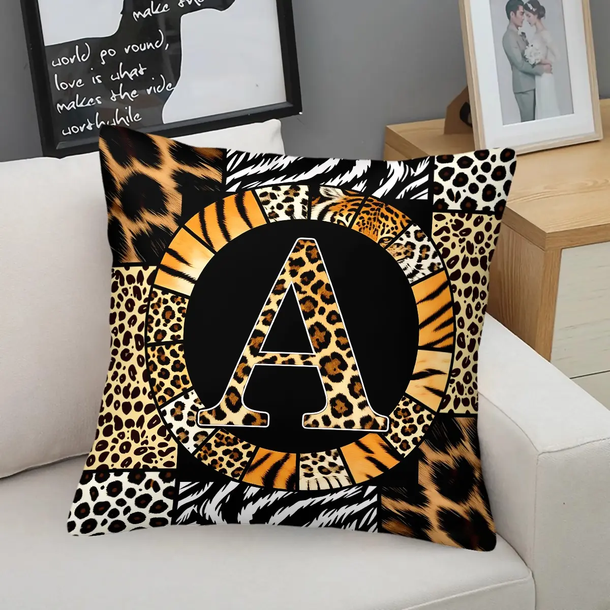 [1 Throw Pillow] 45cm Printed Throw Pillow (Includes Insert) |Vibrant Animal Print Throw Pillow, Featuring Leopard & Tiger Stripe Design, Perfect for Living Room, Bedroom, Sofa, Home Office, or Trendy Decor, Digitally Printed for Bold Fashion Statement.