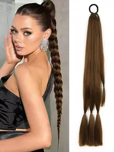 26inch/30inch/34inch, 1 Piece, Long Braided Ponytail Extension with Scrunchie, Brown & Multi-Color Options, Wrap-Around Straight Hair, Natural Soft Synthetic Hair for Women, Perfect for Christmas, New Year, Carnival, Music Festivals.