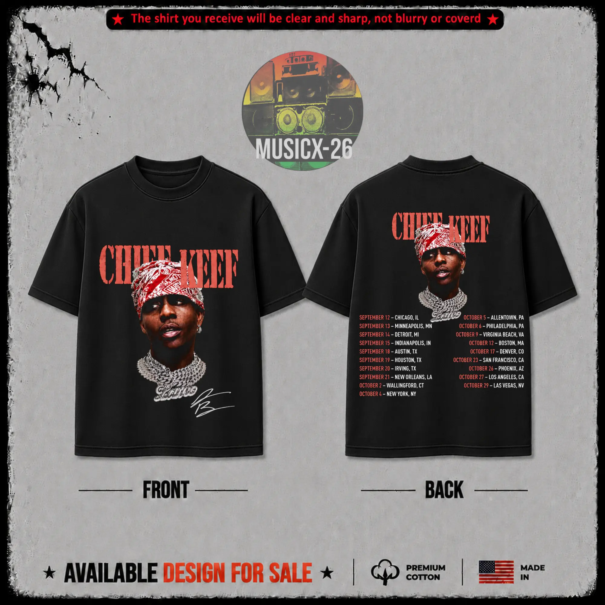 Chief Keef Live Tour 2026 Graphic Premium Soft 100% Cotton T-Shirt, Skeletor Sosa Fans Hip-Hop Shirt, Chief Keef Fan Graphic Tee, Gift For Hip-hop Music Fan Merch Shirt