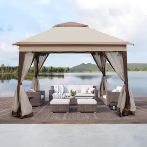 [Bellemave] 11x11ft Pop Up Gazebo with Removable Mesh Netting| 2-Tier Canopy Tent for Patio Backyard Garden Camping