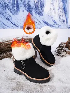 Women's autumn and winter fashion thickened boots with high water platform and waterproof surface; side zipper short boots with light and comfortable soft sole, Rubber, anti-ip and wear-resistant, high-quality commuting boots