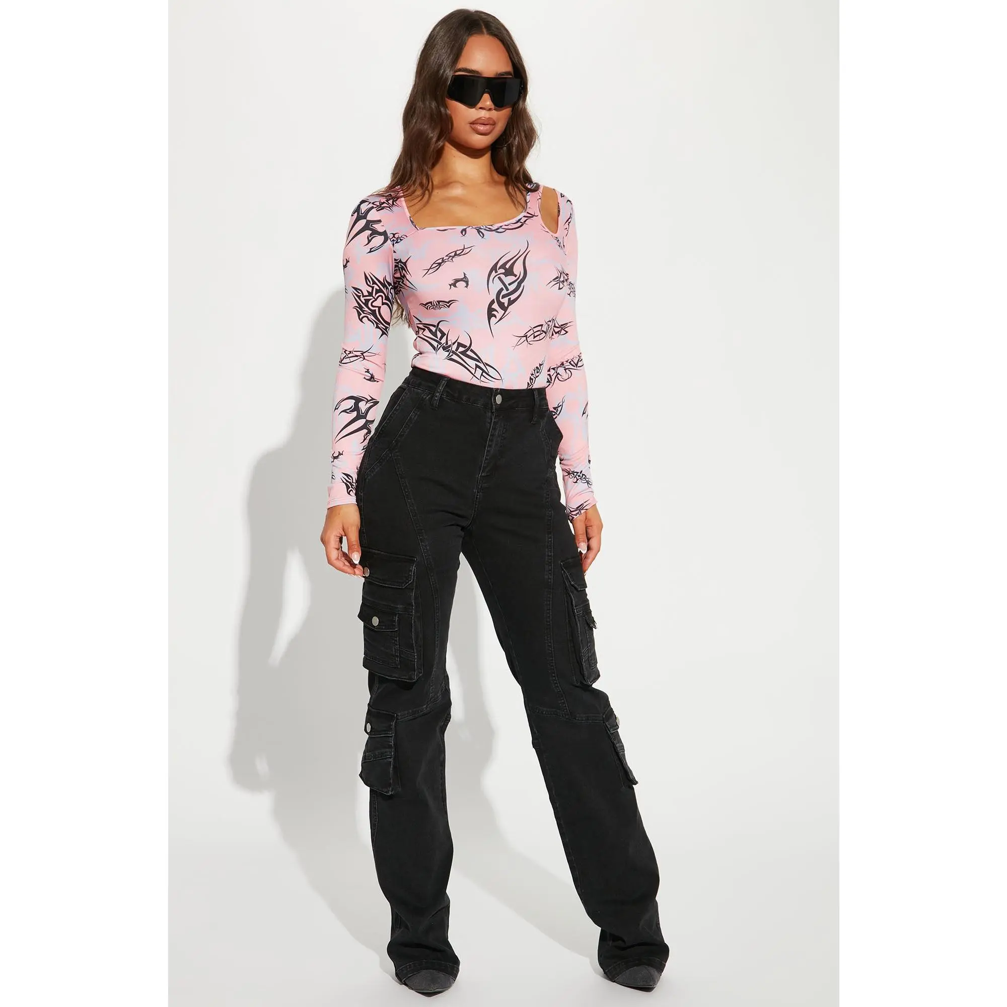 Tall Mulholland Drive 90's Cargo Straight Leg Jeans - Black Wash