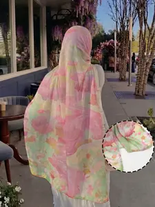 Women's Fashion Print Scarf, Lightweight Breathable Hijab, Comfortable Long Scarf, Boho Style, All Seasons, Perfect for Abaya, Prayer Scarf