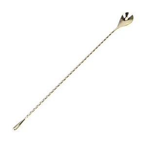 Stainless Steel Cocktail Mixing Spoon, 1 Count Spiral Pattern Bar Teardrop Spoon, Bartender Tools Stir Spoon, Bar Tool Utensils for Home Kitchen, Home Bar Accessories