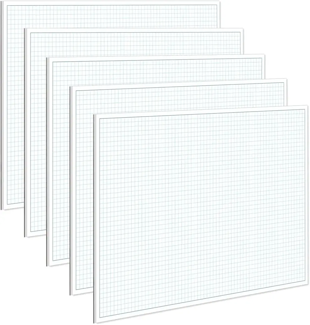 (5-Pack) Engineering Graph Paper Pads, 11x17 Quadrille 125 Sheets/250 Pages Grid Paper for Drafting, Engineering, Blueprint Drawing, 4x4 Blue Quad Rule, 100gsm White Paper