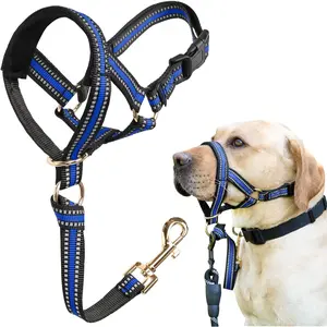 Muzzle Leash for Heavy Pullers, No Pull Stylish Head Halter for Large Aggressive Dogs, Gentle Dog Face Harness Stops Pet Pulling and Choking on Walks, Adjustable Head Collar