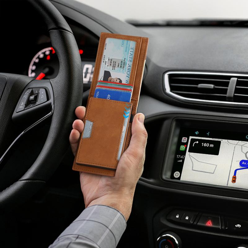 Minimalist Wallet for Men-Men's Slim RFID Blocking Smart Wallets with Money Clip,Metal Aluminum Pop Up Credit Card Holder, Front Pocket Thin Wallet,Birthday Anniversary Gifts for Mens