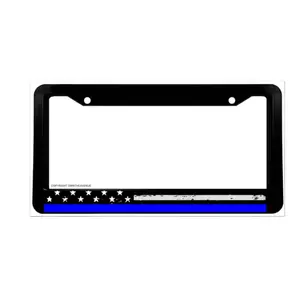 Support Police USA American Flag Blue Color Line Car Truck License Plate Frame