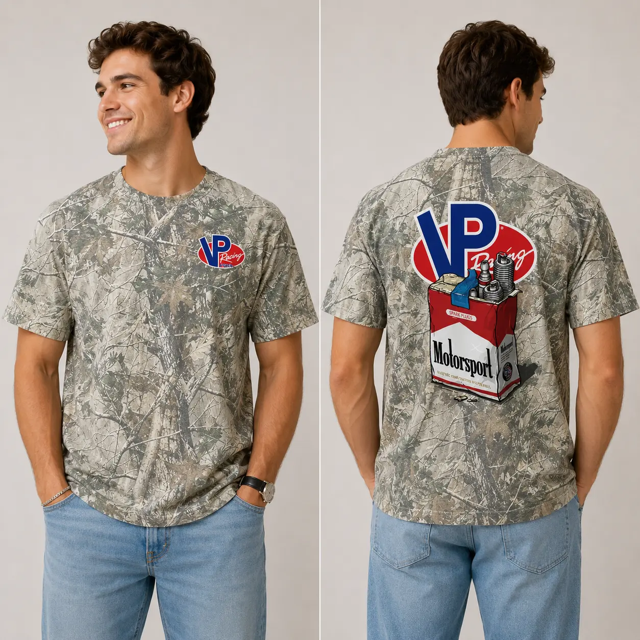 Unisex VP Camouflage Print T-Shirt – Racing Camo Graphic Tee for Men & Women, 3D Camo T-Shirt, 3D Camo Style T-Shirt, 3D Camo Shirt