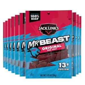 Jack Link’s x MrBeast Original Beef Jerky Snack, 10-Pack Dried Meat Treat