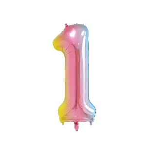 Rainbow Gradient Colorful Number Balloon Foil Balloon F07M1-77-1