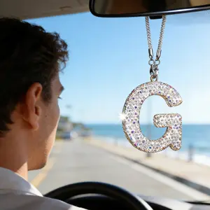 26 Colorful Rhinestone Letter Car Hanging Decorations, Luxury High-End Style with Hanging Rope, Interior Decoration for Cars, Car Interior Accessory