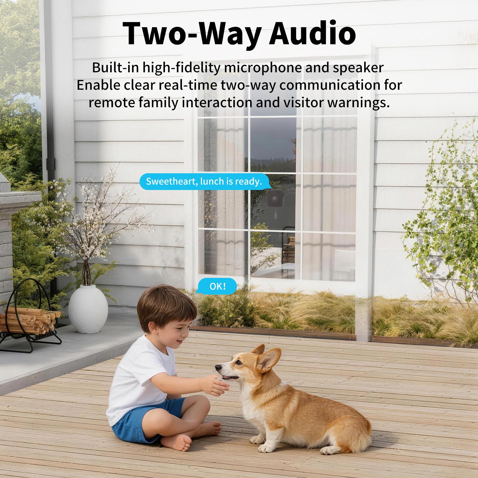 [Summervibes] 2K 3MP WiFi Window Security Camera, No Extra Fee, Indoor Glass Mount Surveillance Cam with Full Color Night Vision, Dual Band 2.4G/5G WiFi, AI Human Detection, Two-Way Audio, No Drill Install for Home Yard Patio Baby Elderly Safety
