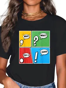 100% Cotton Wait What Stop It I Agree Funny Grammar Teacher Punctuation T-Shirt