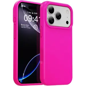 Silicone Case Compatible with iPhone 17 Pro Max 6.9 Inch 2025, Lightweight Phone Case, Liquid Silicone Gel Rubber Cover, Wireless Charging Compat., Anti-Scratch TPU Protective Bumper, Hot Pink