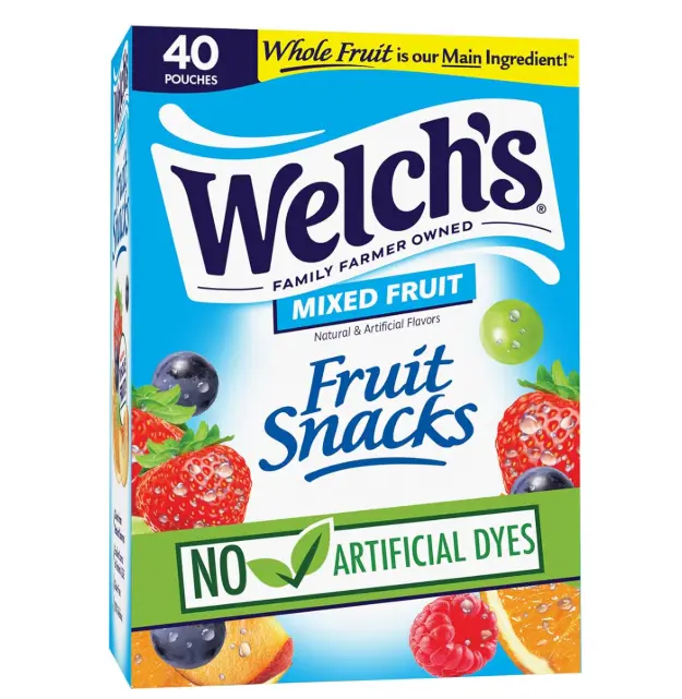 Welch's Fruit Snacks, Mixed Fruit, Bulk Pack, Individual Single Serve Bags, 0.8 oz (Pack of 40)