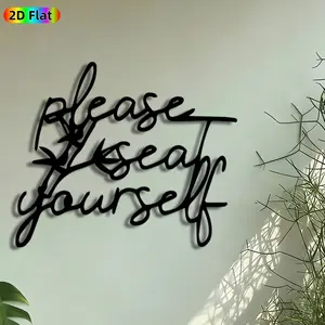 1pc "Please Seat Yourself" Calligraphy Metal Wall Art, Script Sign Statue Mural, Artistic Wall Sign, Intricate Craftsmanship, Perfect for Housewarming, Thanksgiving Decor, Perfect for Kitchen Bar Coffee Shop Decor, Ideal Gift for Home Decor Enthusiasts.