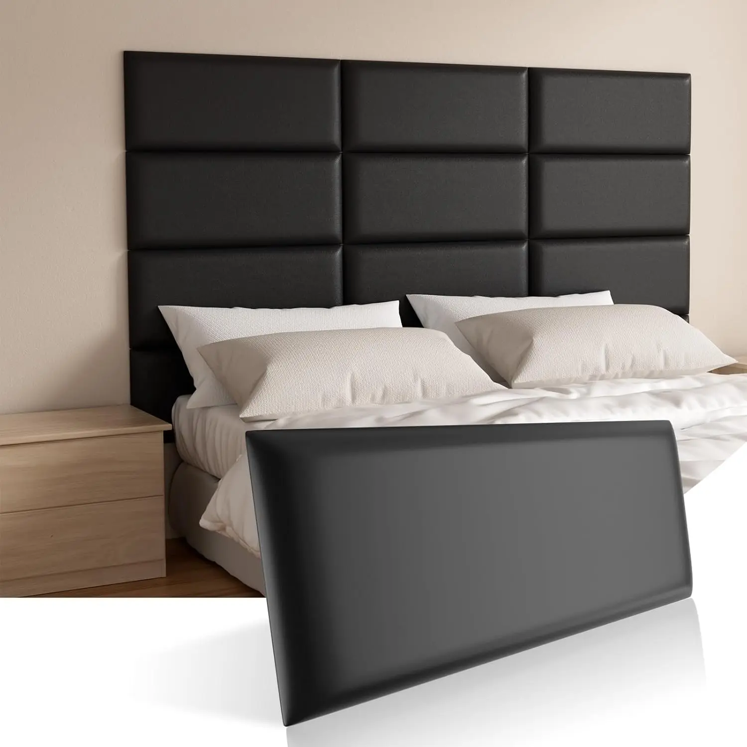 Headboards Wall Panel for , Self-Adhesive 3D Wall Panels, Upholstered Wall Panel for Bedroom/Living Room (4 Pieces 9.84 in x 23.6 in)