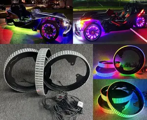 For Polaris Slingshot 8-Rolls Double-Sided 8-Row LED Wheel Lights, Ultra-Bright Quad Row Per Side Dream Color Chasing Rim Lights (Set of 3 Rings)