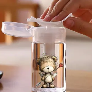 Pink Butterfly Pattern Clear PET Refillable Travel Bottle, Makeup Remover Dispenser, Cosmetic Dispensing Bottle with 3.38oz/6.76oz Portable Pump Dispenser for Nail Polish Remover, Toner and Makeup Remover, Dome Design, Hand Wash Only, Reusable