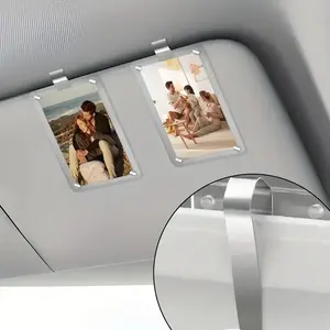 Magnetic Car Sun Visor Photo Frame Holder, Car Mount, Transparent Frame Rotatable Design for Home Couple Pet Memorable Photos Universal Fit Auto Accessory Gift