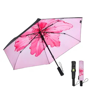 Electric  Umbrella for Outdoor Use, Reinforced, Single-Hand Opening，Windproof & Lightweight，Cute Auto Open Umbrella，UV Blocking Travel Umbrella，UPF 50+ Sun Protection，Sunproof for Summer